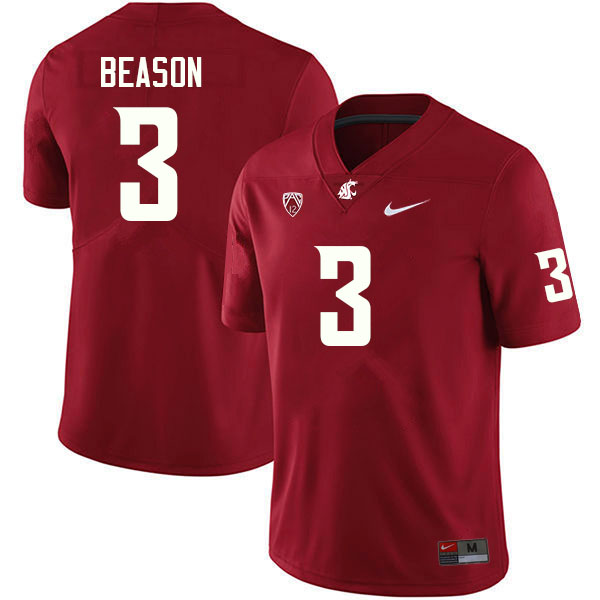 Men #3 Zeriah Beason Washington State Cougars College Football Jerseys Sale-Crimson